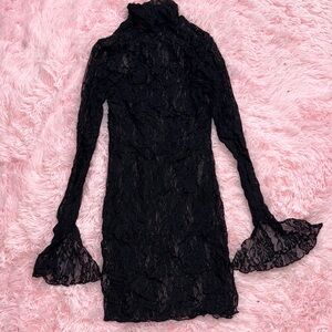 Chic Black Lace Long Sleeve Dress